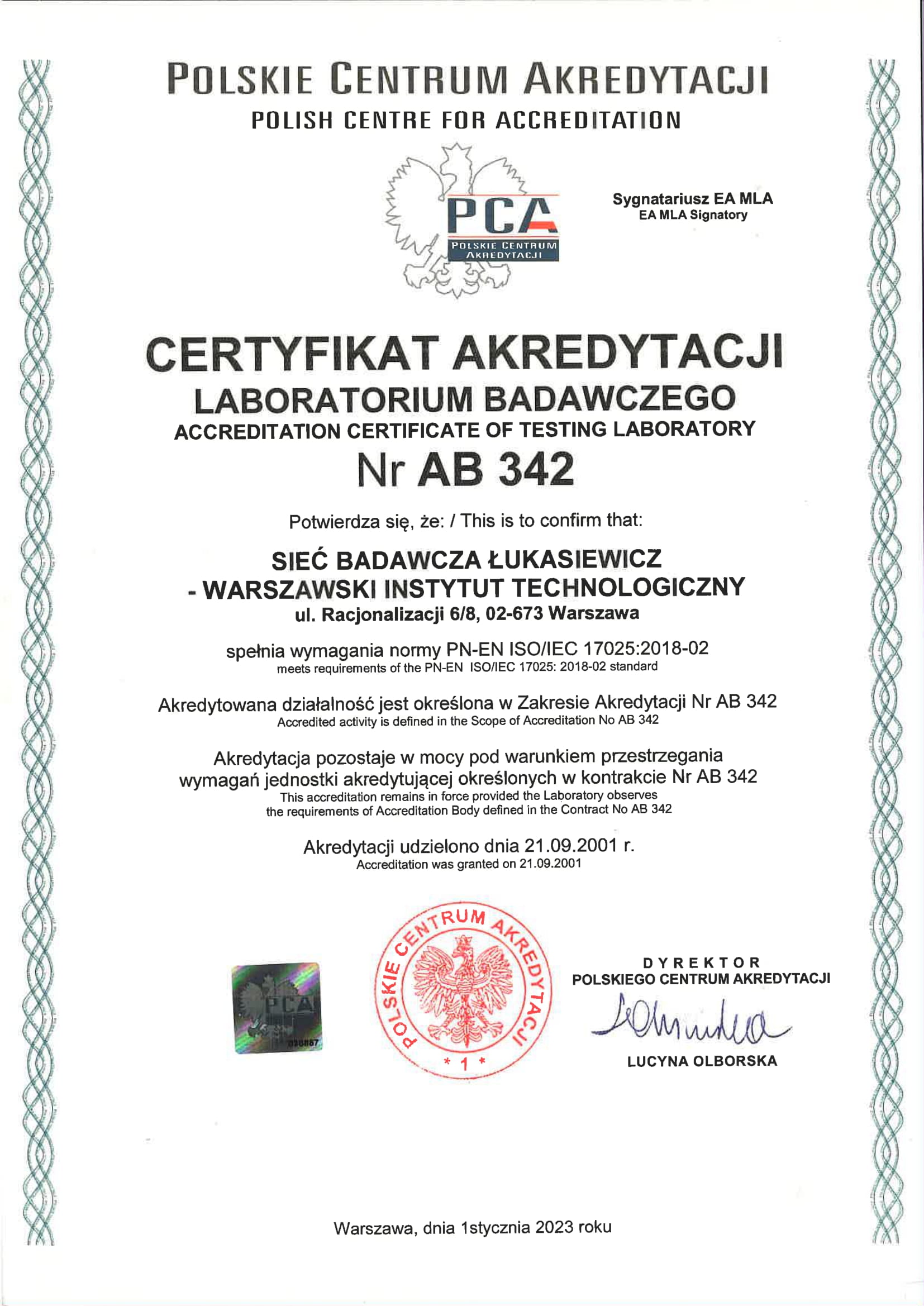 certyfikat