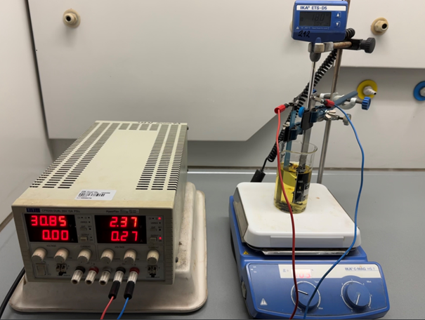 Przykładowy zestaw laboratoryjny do elektro-wydzielania ołowiu