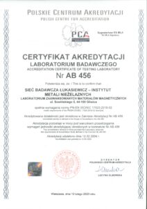 Certyfikat akredytacji AB456
