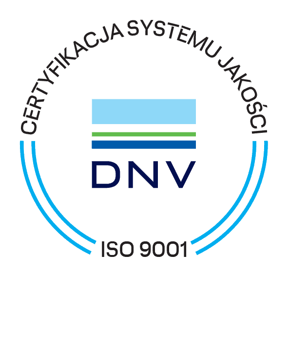 Znak certyfikacji systemu jakości ISO 9001 wydany przez jednostkę certyfikującą DNV