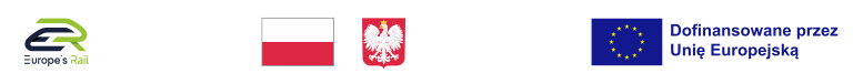 Europes rail, Flaga Polski biało czerwona, godło, flaga dofinansowane przez UE