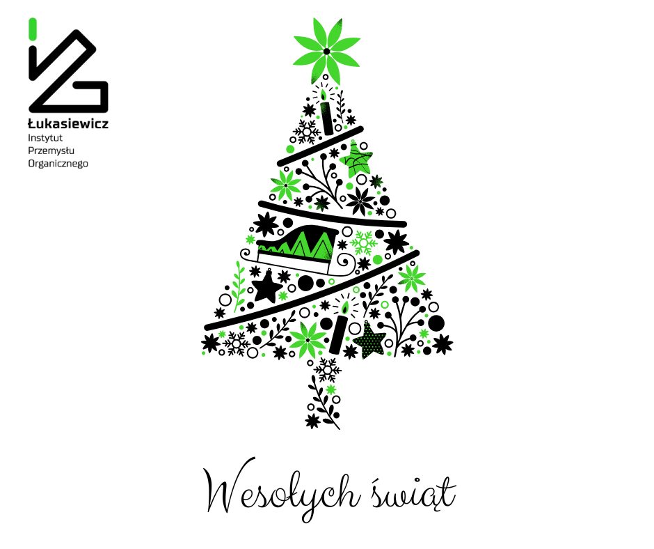 Zdjęcie przedstawia grafikę choinki oraz napis "Wesołych świąt"
